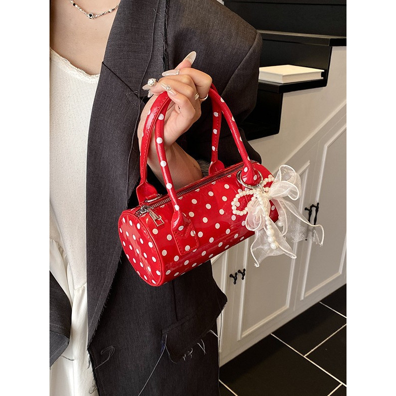 Top Handle Patent Bag - Sac à main mignon à pois