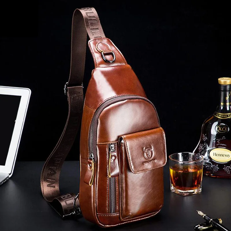 Luxury Bags For Men Brands - Sac de poitrine en cuir véritable