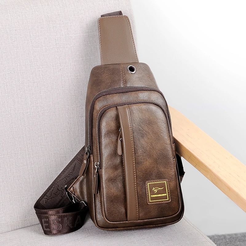 Luxury Bags For Men Brands - Kangourou-Sac de poitrine en cuir pour