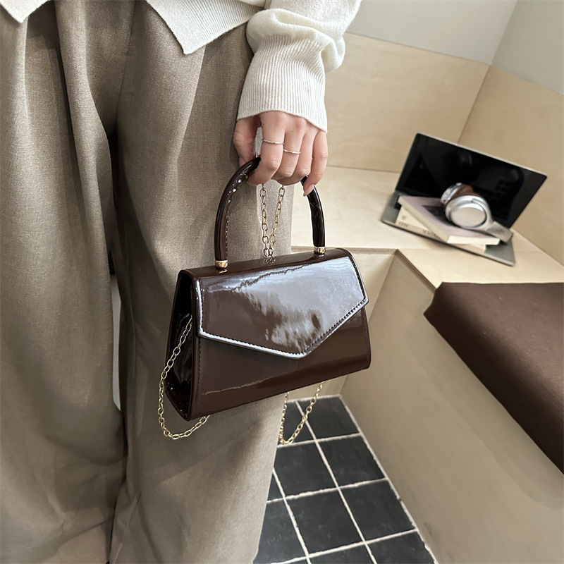 Top Handle Patent Bag - Mini sac à main en cuir